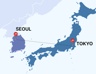 한국-일본 서버 지도